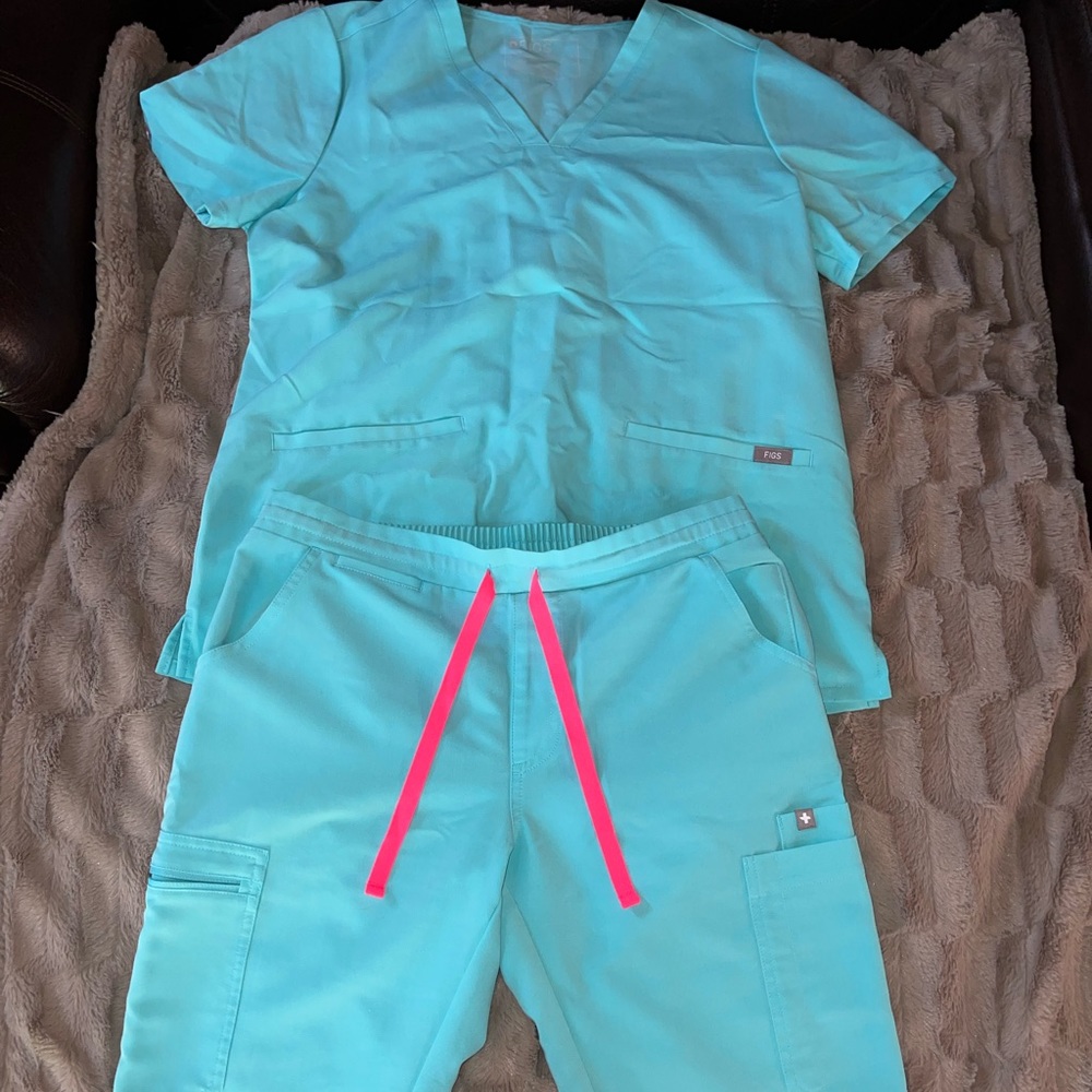 Neon Blue SMALL Yola skinny pants & MEDIUM Casma top - Picture 2 of 6